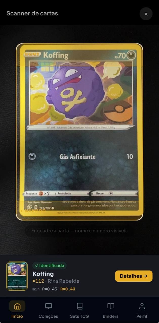 Scanner do PokeSpace identificando uma carta